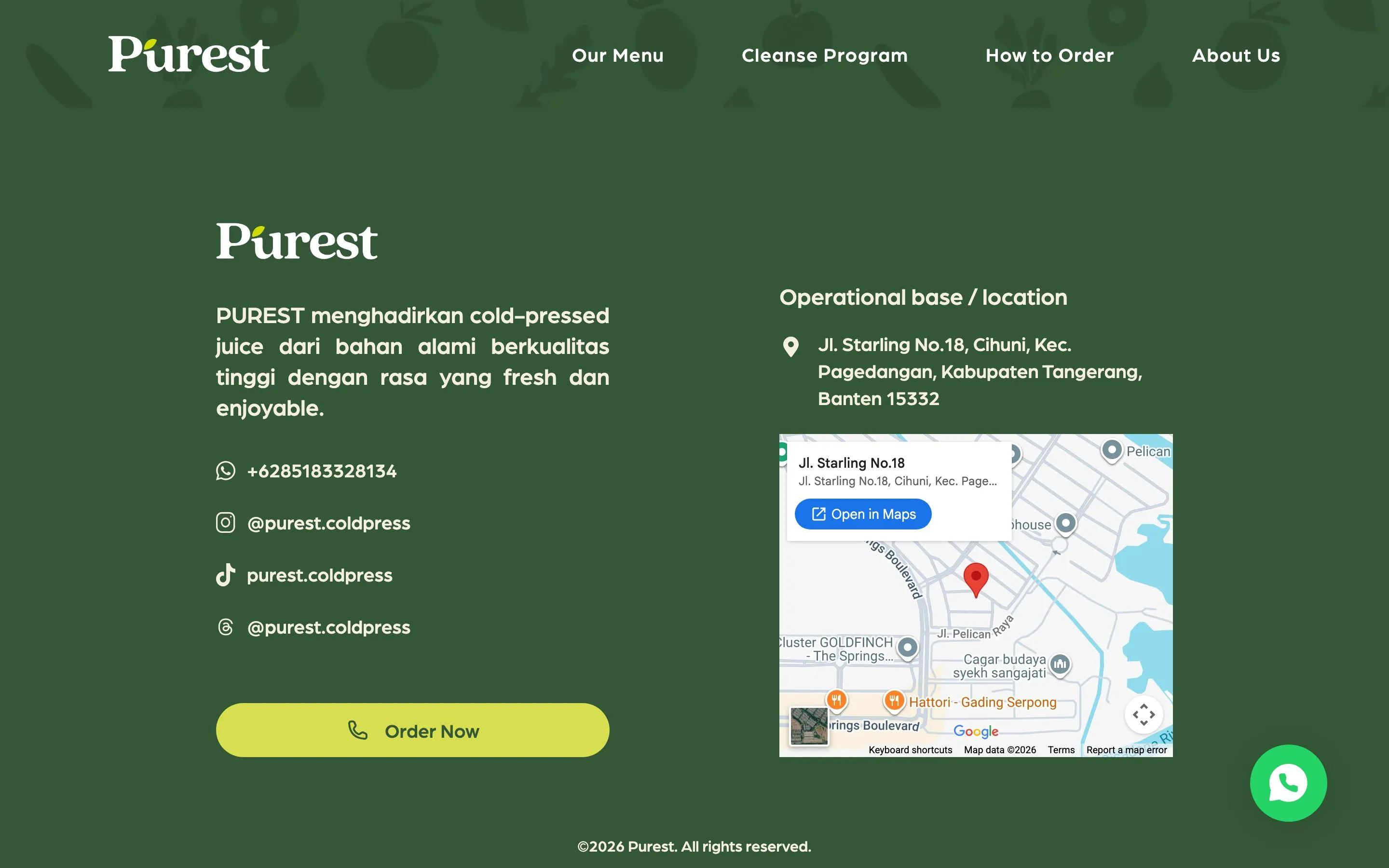 Purest Coldpress — lower page